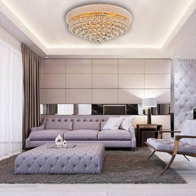 11-Lights Golden Finish Classic Empire Style K9 Crystal Chandelier Ceiling Light - Image 8
