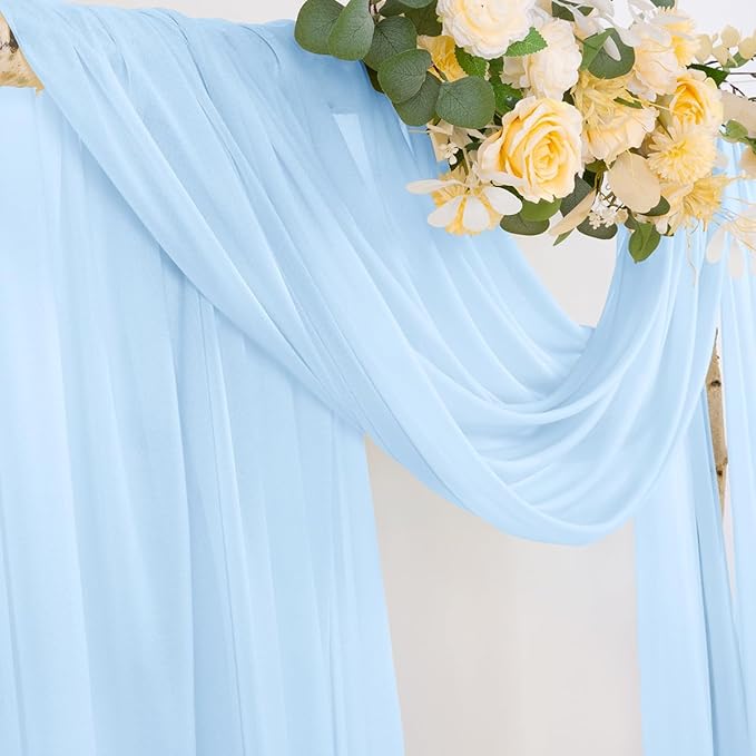 Socomi Blue Sheer Wedding Arch Draping Fabric 29" x 20Ft 2 Panels Outdoor - Image 2