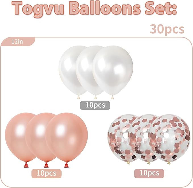 Rose Gold & White Balloons - Image 2