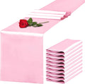 10 Pack Satin Table Runner 12 x 108 Inch Long Pink Silk Table Runner by Unknown