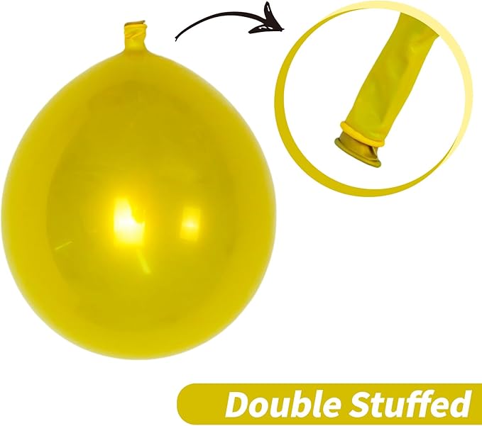Chrome Yellow Balloons, Shiny Thick Chrome Metallic Latex Helium Balloon - Image 3