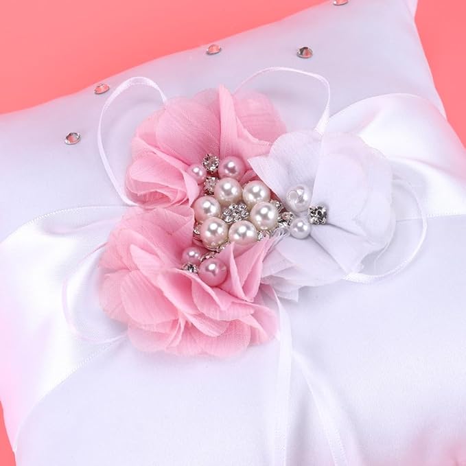 PRETYZOOM 2Pcs Pink Ring Bearer Pillow Set - Image 5
