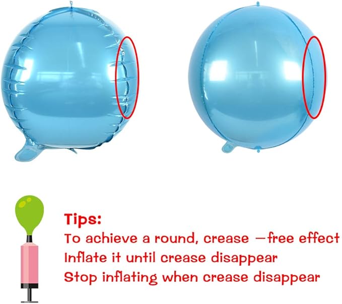 10 pcs Light Blue 4D balloon, 10 inch Foil Mylar Sphere Balloon - Image 3