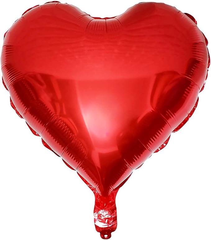 10Pcs Red Foil Heart Shaped Balloons 18 Inch Heart Mylar Balloons by LHOAVWE
