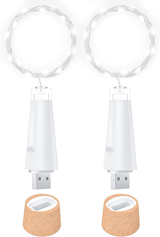 USB Bottle Lights Rechargeable Wine Bottle Fairy Lights Cork LED String Lights by Unknown