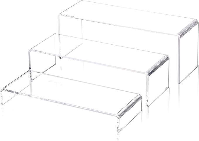 1 Set Large Acrylic Clear Display Risers, 3 Sizes 12" Rectangular Showcase by LFTYTUO