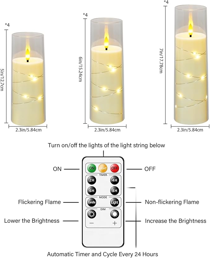 Flameless Candles with Embedded Star String - Image 3