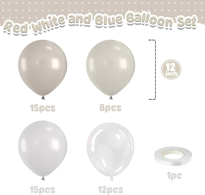 Pearl Balloons, Sand White Clear Helium Balloon Set - Image 5