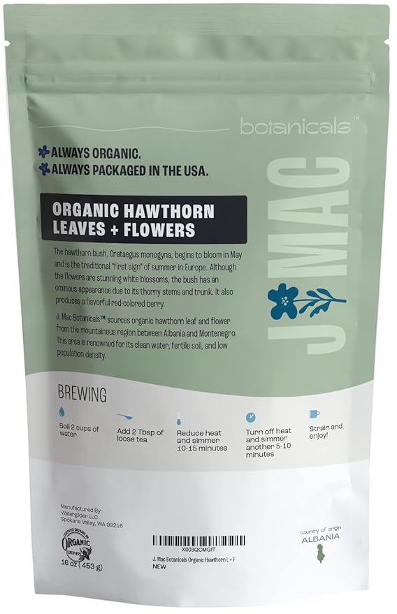 J MAC BOTANICALS Organic Hawthorn Leaves and Flower Dried Hawthorne leaf tea - Image 9