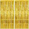 2 Pack Gold Fringe Curtain Backdrop Tinsel Streamers Birthday Party Decorations by BOMSI