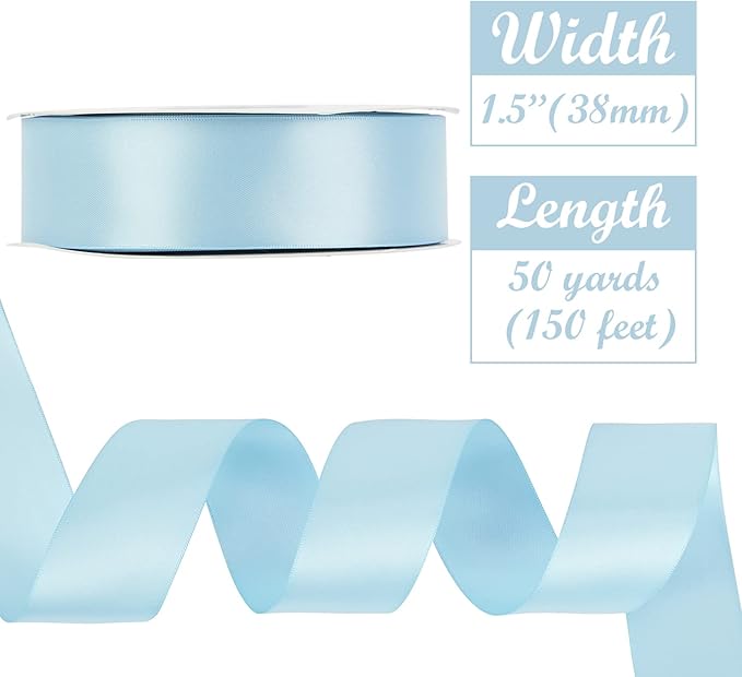 HUIHUANG Baby Blue Satin Ribbon - Image 2