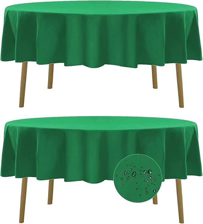 Fokitut 2 Pack Waterproof Round Tablecloth, 90 Inch, Stain Resistant and by BalsaCircle