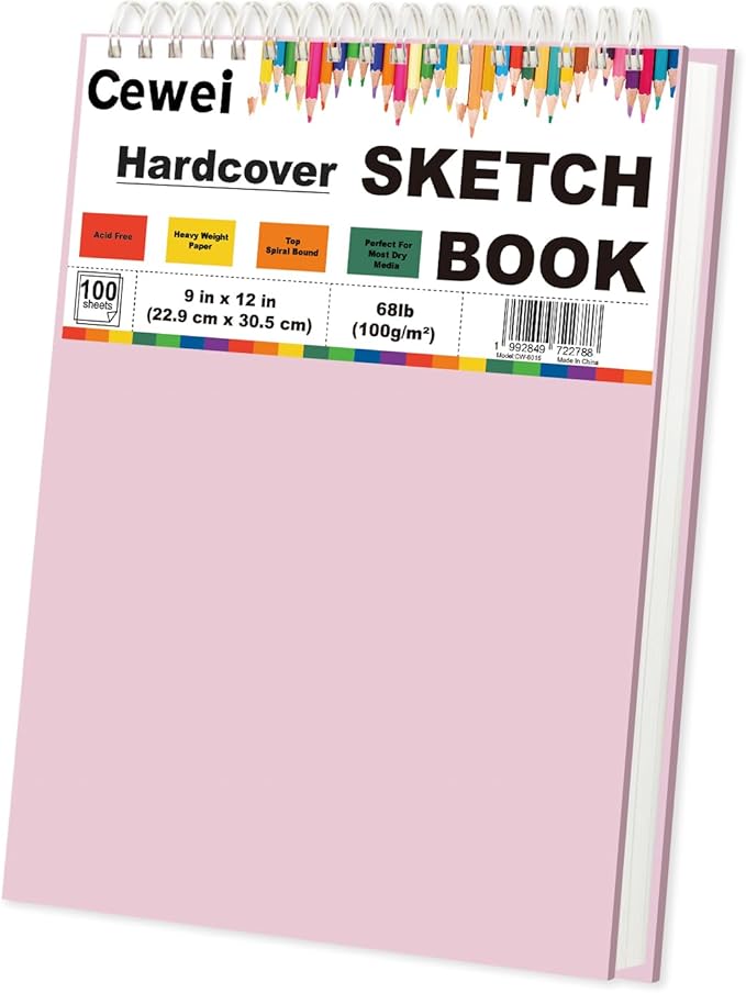 9"x12" Sketchbook Pink, 1 Pack-100 Sheets Cute Sketchbook by Unknown
