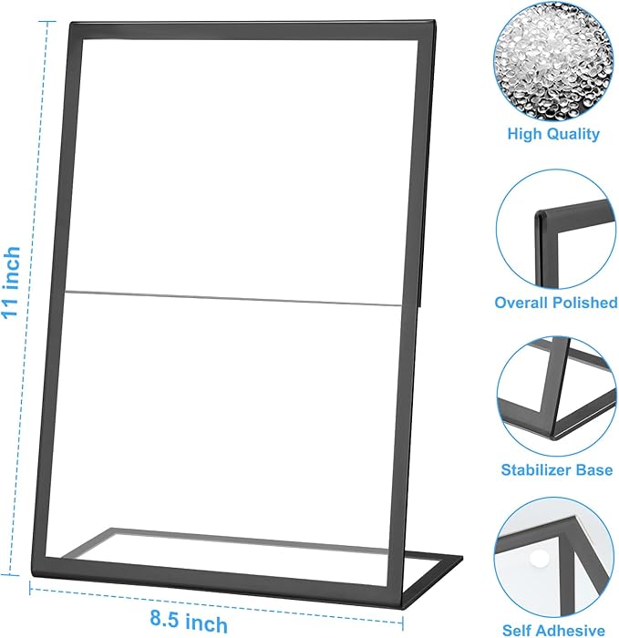 EHWINE 12 Pack Acrylic Sign Holder 8.5 x 11, Slanted Back Paper Holder Clear - Image 3
