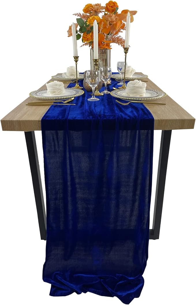 Luxurious Velvet Table Runner, 10ft Wedding Reception Decorations, 20x120inch by EHLDekol