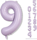 Dusty Pastel Purple Number 9 Balloons, 40 Inch Large Light Purple Foil Number by Lingqiang