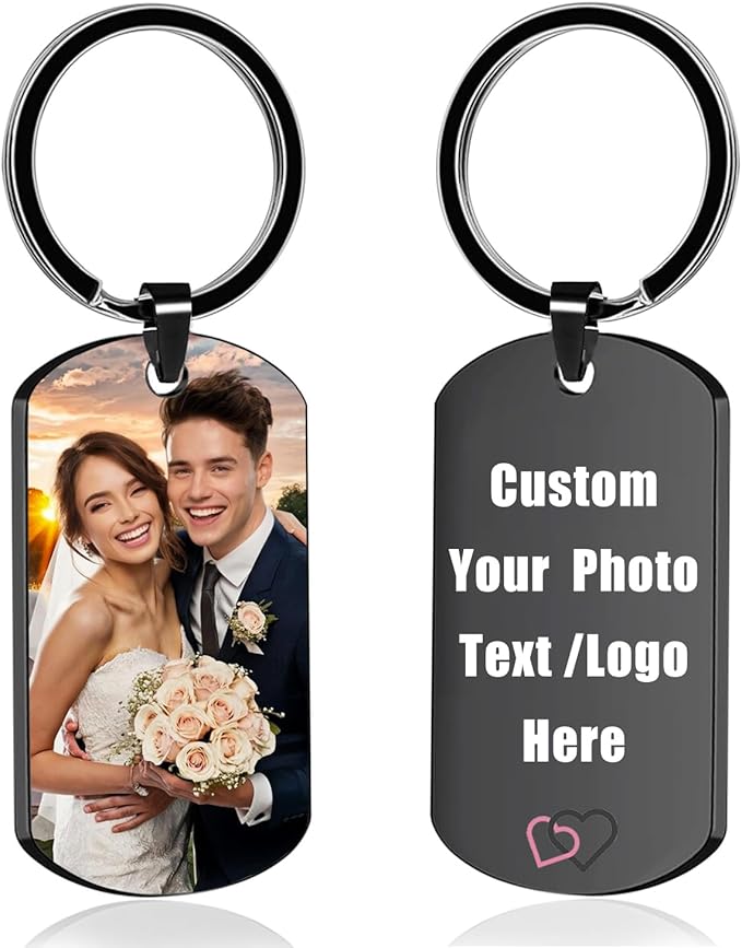 Custom Keychain with Picture, Personalized Keychain with Engraving Photo/Text by XINYIMAI