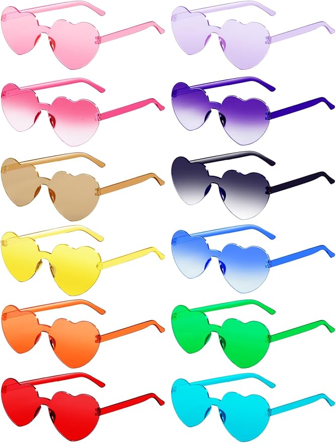 12 Pairs Heart Shaped Sunglasses by AGGKKY