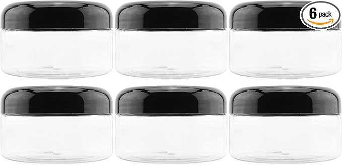 Cornucopia Brands 8oz Clear Plastic Jars w/Black Plastic Lids; BPA Free PET by CornucopiaBrands