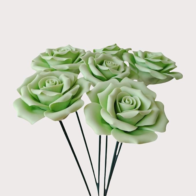 6 pcs Handmade Ceramic Roses, Featuring Vibrant Colors and Intricate Petal by wybdtic