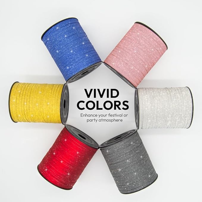 Red Glitter Curling Ribbon, 1/5" Wide x 500 Yards Christmas Curling Ribbons - Image 5