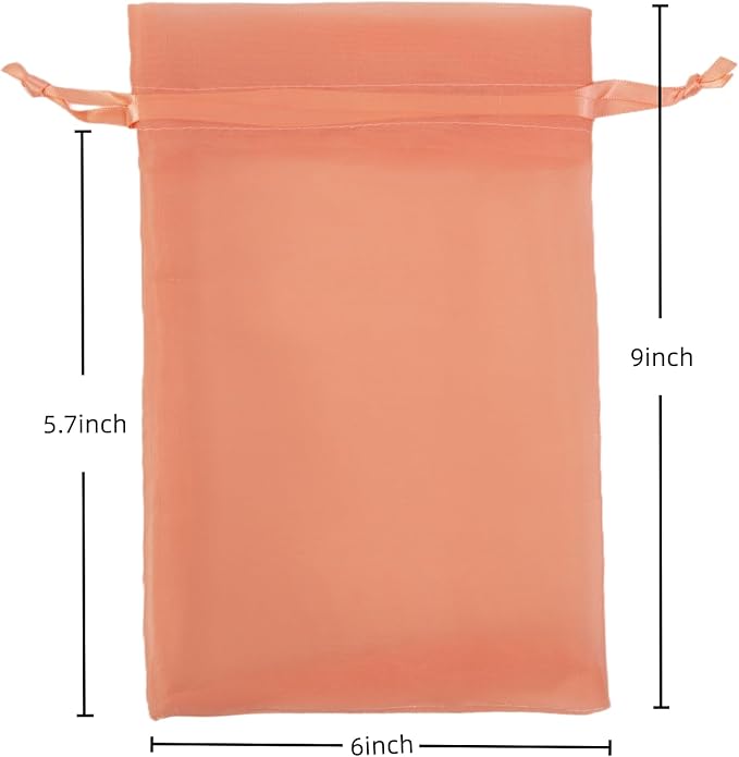 20 Pcs Orange Small Organza Bags 6X9 inch - Image 3