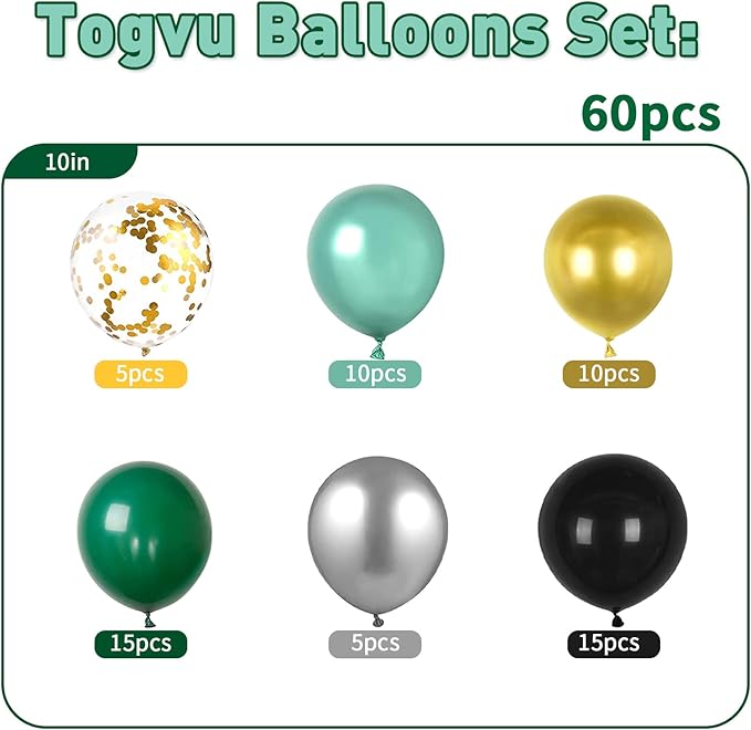 Dark Green Gold and Black balloons, Jungle Safari Animal Theme Birthday - Image 2