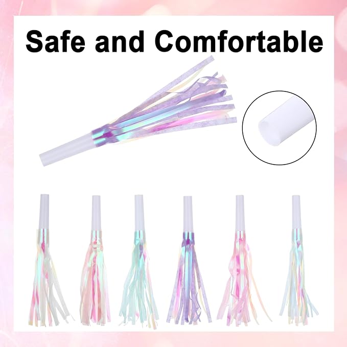 36 Pcs Mermaid Party Blowers, Glitter Fringed Noise Makers, Blow Horns - Image 3