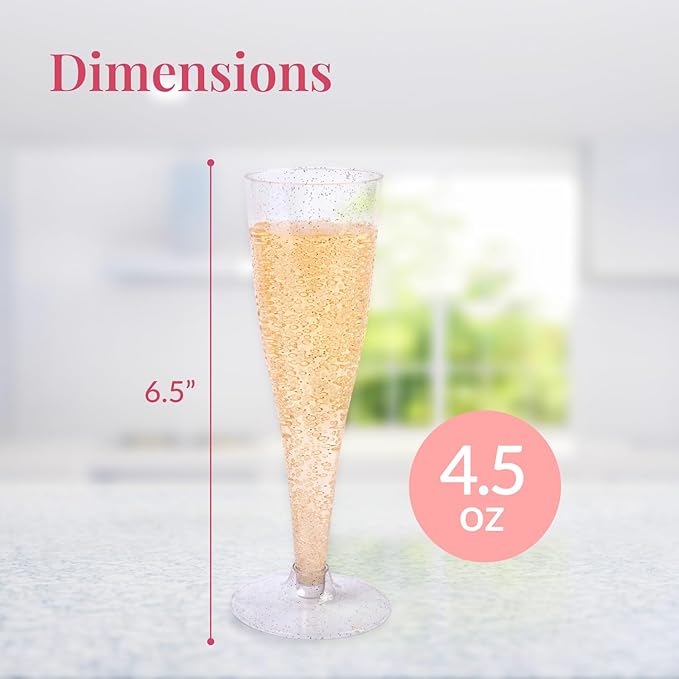 Prestee 24 Piece Plastic Champagne Flutes - Image 3