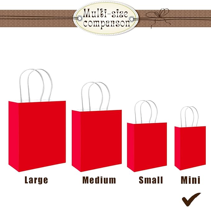 Bakepacker 100 Pcs Red Mini Paper Gift Bags - Image 2