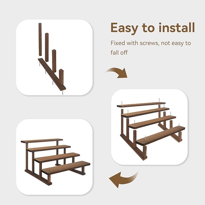 2PACK Spice Rack Stand 4 Tier Wooden Display Shelf - Image 7