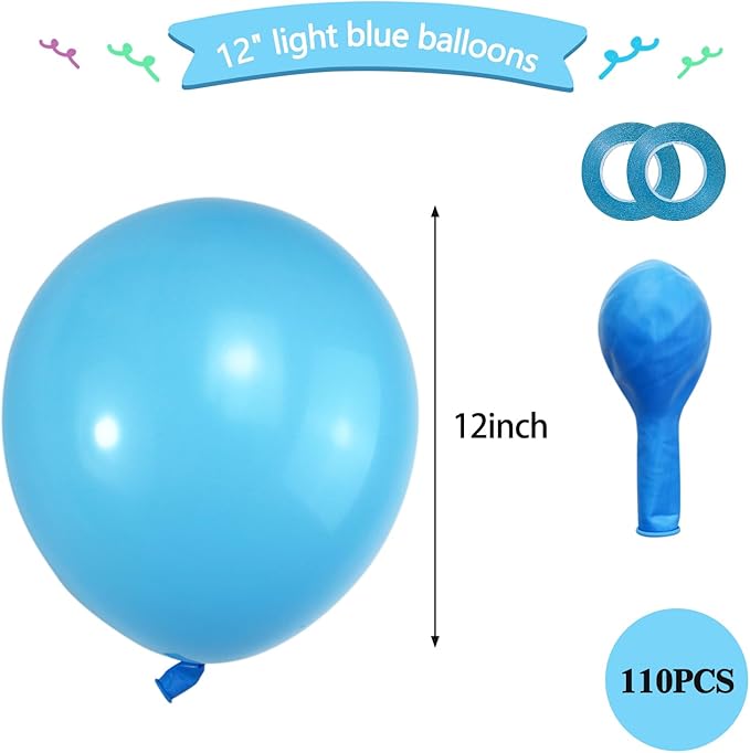KAWKALSH Light Blue Balloon 12 Inch - Image 2