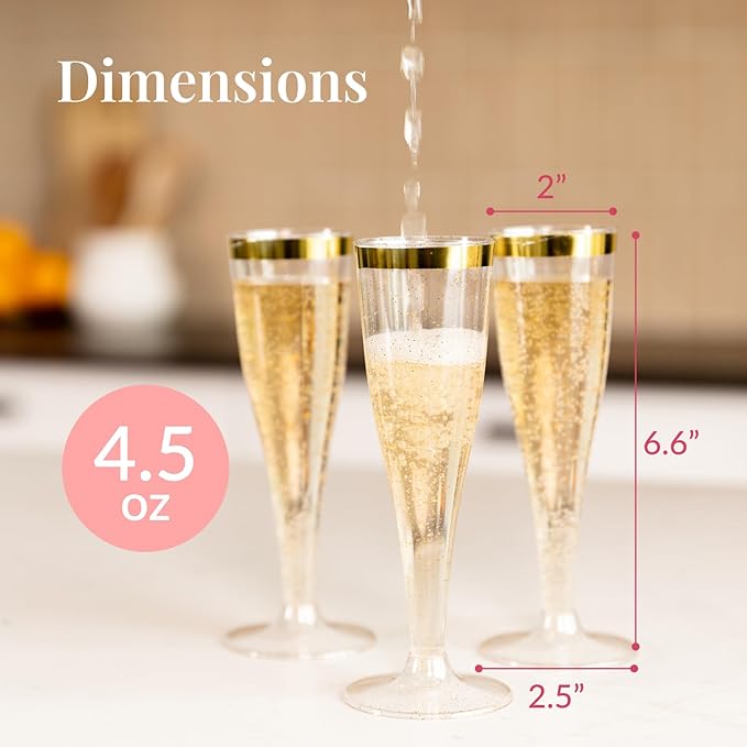 Prestee Set of 24 Plastic Champagne Flutes - Image 3