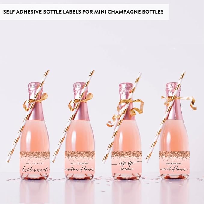 Andaz Press Mini Champagne Wine Bottle Proposal Labels - Image 3