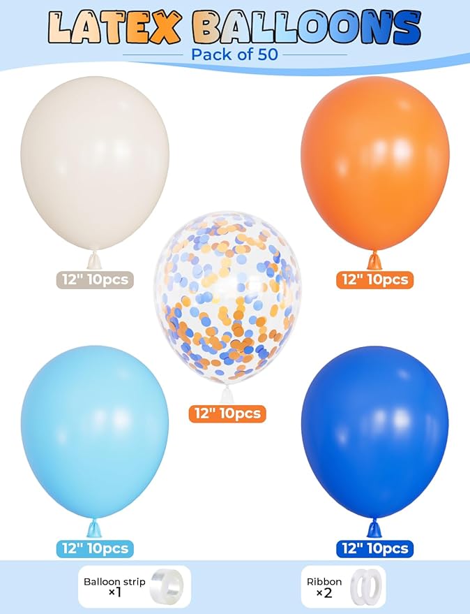 Blue and Orange Balloons – 12 Inch Blue Orange Balloons Set Thick Nude Balloon - Image 3