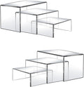 6 Pcs Acrylic Display Risers, 2 Sets Small Size Clear Shelf Riser, 0.15" Thick by Pwbarwq
