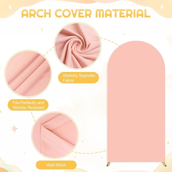 FUHSY 7.2 FT Metal Arch Backdrop Stand and Arch Cover Set Wedding Backdrop - Image 6