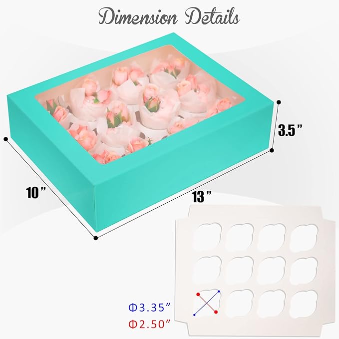12 Cupcake Containers 10-Packs Cupcake Box Cupcakes Carrier, Mint Blue 12 - Image 6