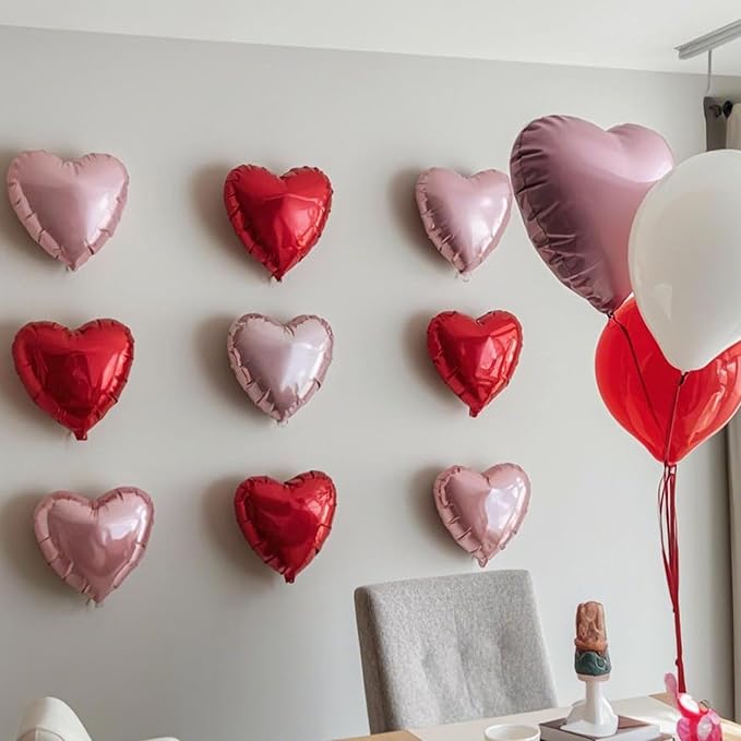 Pastel Pink Red Heart Balloons - Image 6