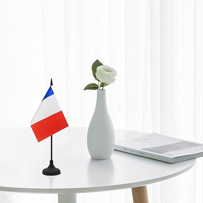 12 Pack France Desk Flag Set, French Table Office Flag, Small Miniature Desktop - Image 5