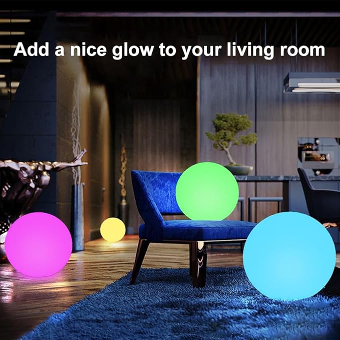 12-in LED Globe Orb Lamp, Dimmable RGB Color Changing Glowing Orb Lights - Image 3