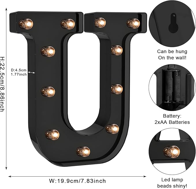 Foaky Black LED Letter Lights for Room Decor - Image 2