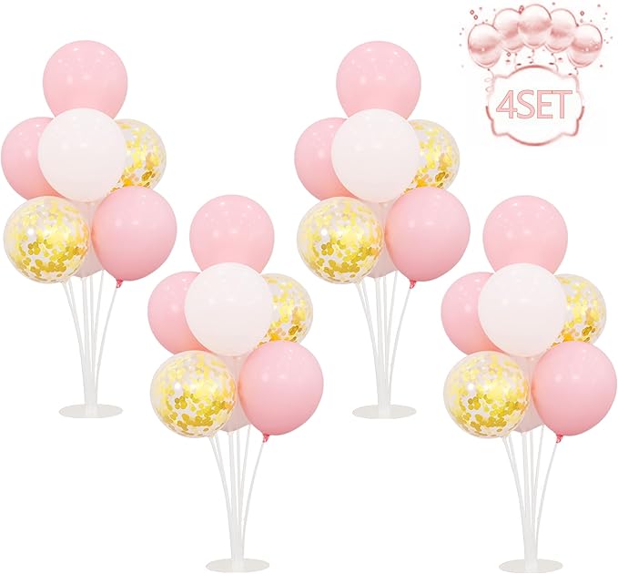 4 Balloon Stand Kit For Table Centerpieces Pastel Pink Balloons Holder Baby - Image 4