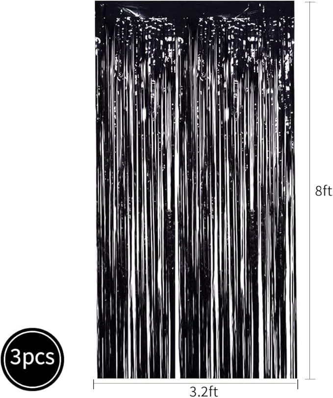 TONIFUL 3Pcs Black Door Streamers, New Year, Bachelorette, Graduation Party - Image 2