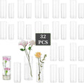 Glasseam Glass Cylinder Vase in Bulk: 32pcs Clear Small Bud Flower Vases by Glasseam