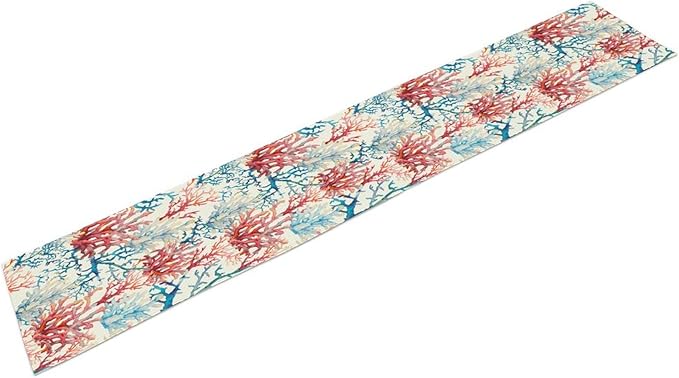 Blue Beach Table Runner, Tropical Ocean Coast Table Runner, Seashell Seasonal - Image 2