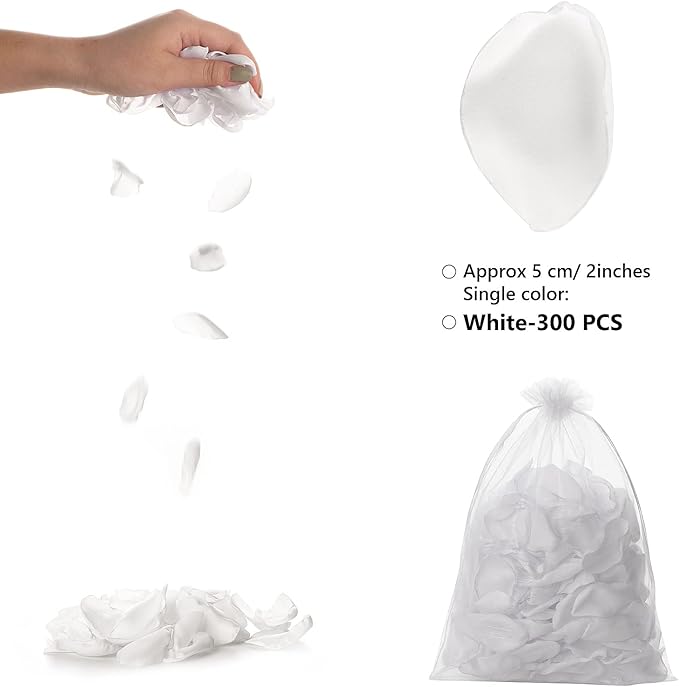Artificial White Rose Petals 300pcs Silk Rose Petals Fake Flower Petals - Image 3