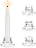 Hewory Glass Taper Candle Holders: 4 PCS Candlestick Holders Clear Short by Hewory