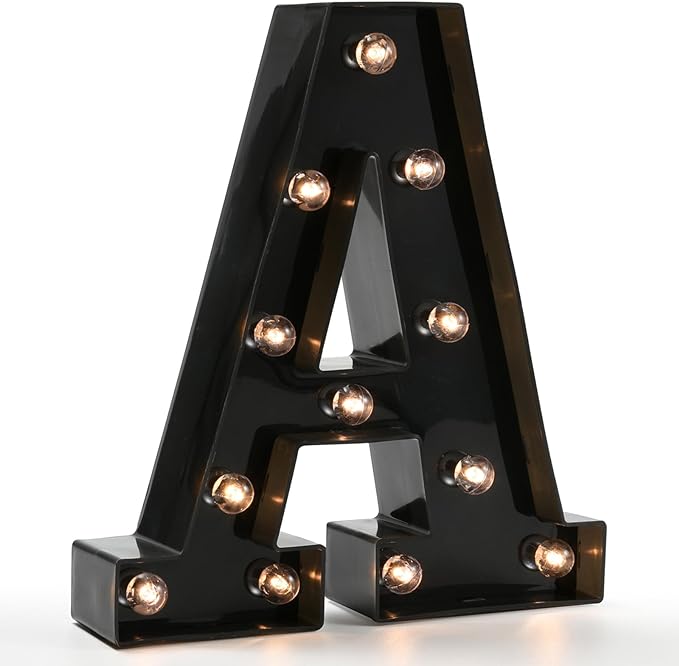 Light Up Black Alphabet Marquee Letters Sign LED Marquee Number Lights Sign by OYCBUZO