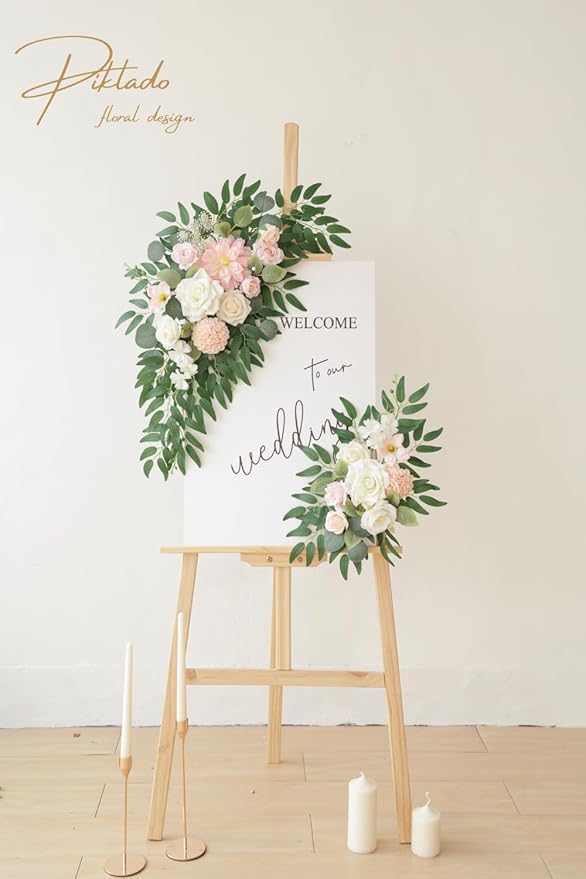 Faux Flower Swag Set of 2 for Wedding Welcome Signs Floral Swag Wedding - Image 2